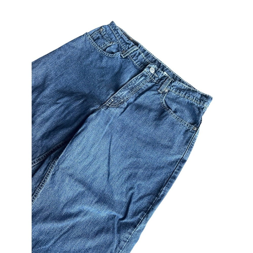 Levi's 577 Jeans Women's 10 MIS Loose Fit Lower Rise Dark Blue Denim Y2K Cropped - Picture 2 of 10